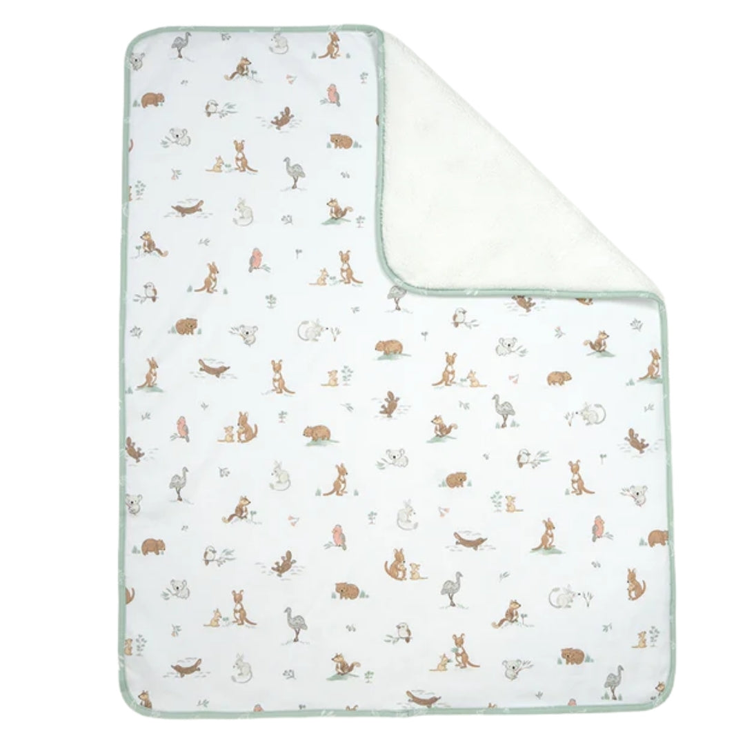 Living Textiles Jersey Sherpa Pram Blanket Australiana