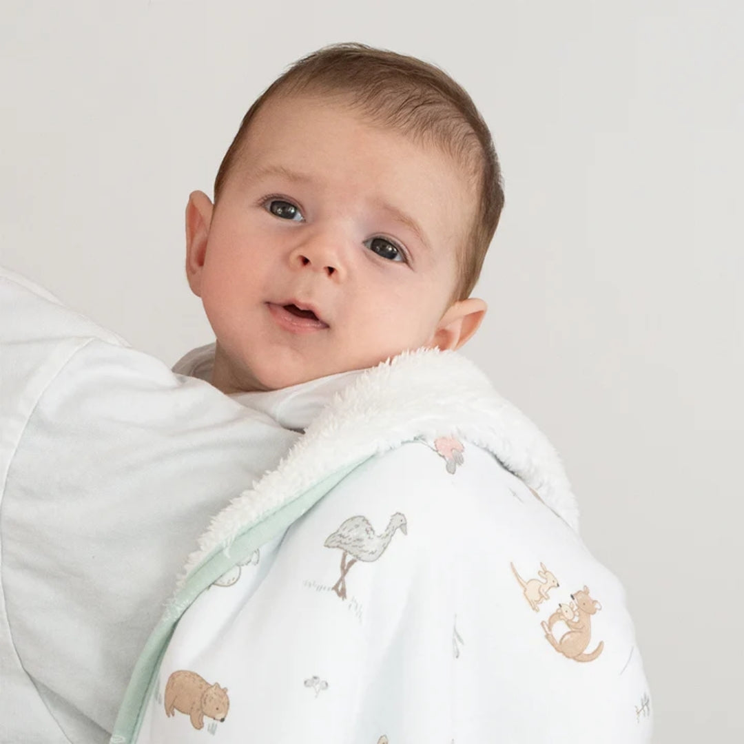 Living Textiles Jersey Sherpa Pram Blanket Australiana