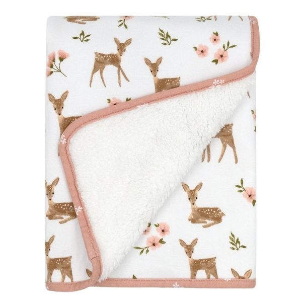 Living Textiles Jersey Sherpa Pram Blanket Sophia's Garden