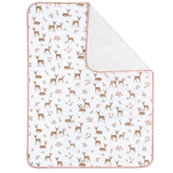 Living Textiles Jersey Sherpa Pram Blanket Sophia's Garden