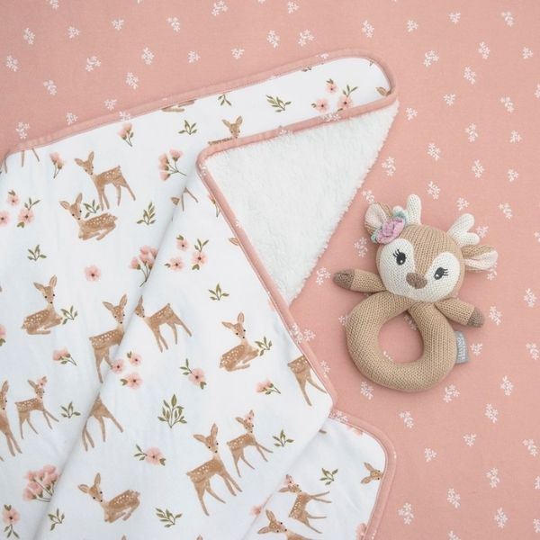 Living Textiles Jersey Sherpa Pram Blanket Sophia's Garden