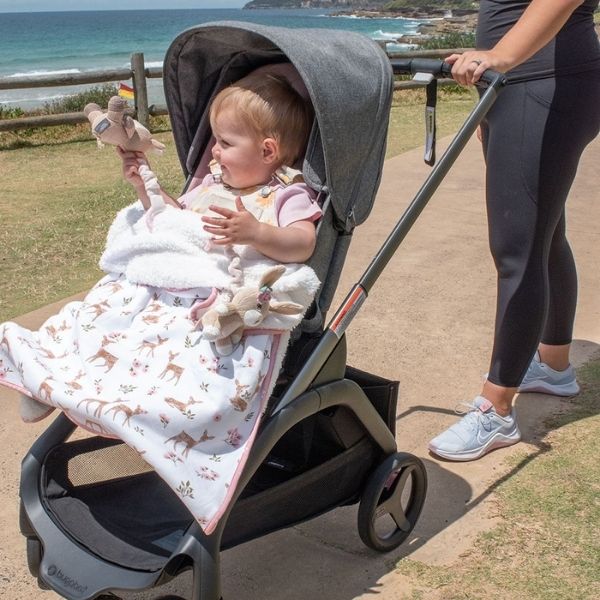 Living Textiles Jersey Sherpa Pram Blanket Sophia's Garden