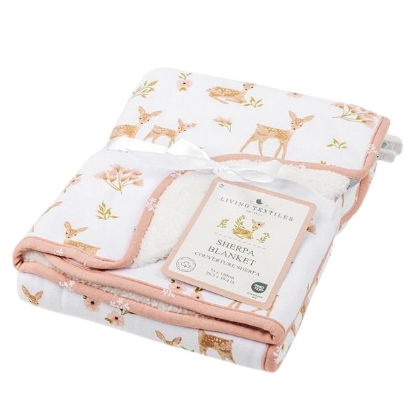 Living Textiles Jersey Sherpa Pram Blanket Sophia's Garden