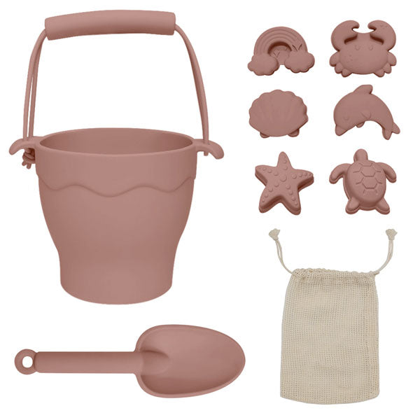Playground Silicone 8pc Bucket & Spade Set Rose
