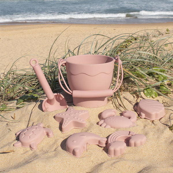 Playground Silicone 8pc Bucket & Spade Set Rose