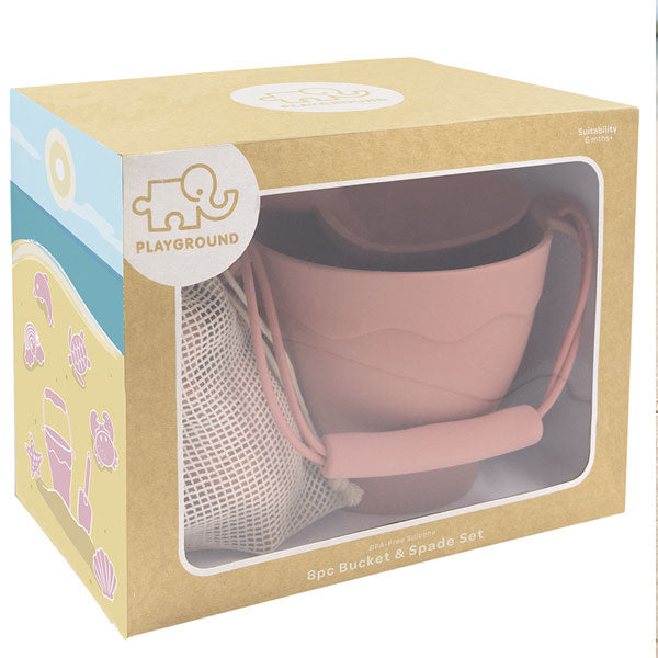 Playground Silicone 8pc Bucket & Spade Set Rose