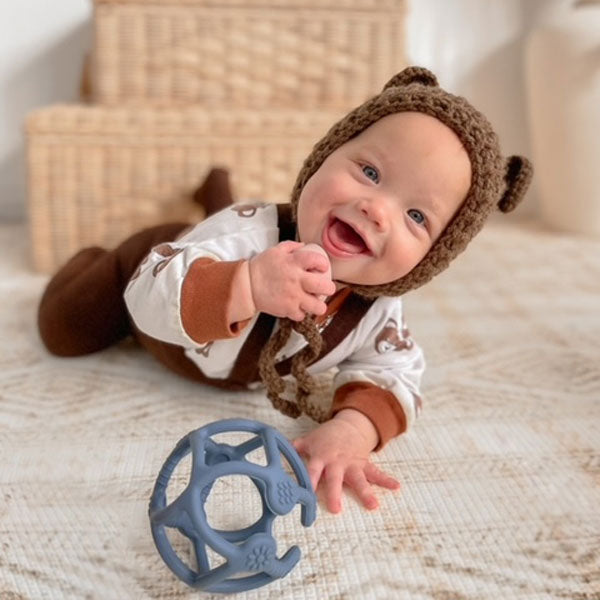 Playground Silicone Teething Ball Steel Blue