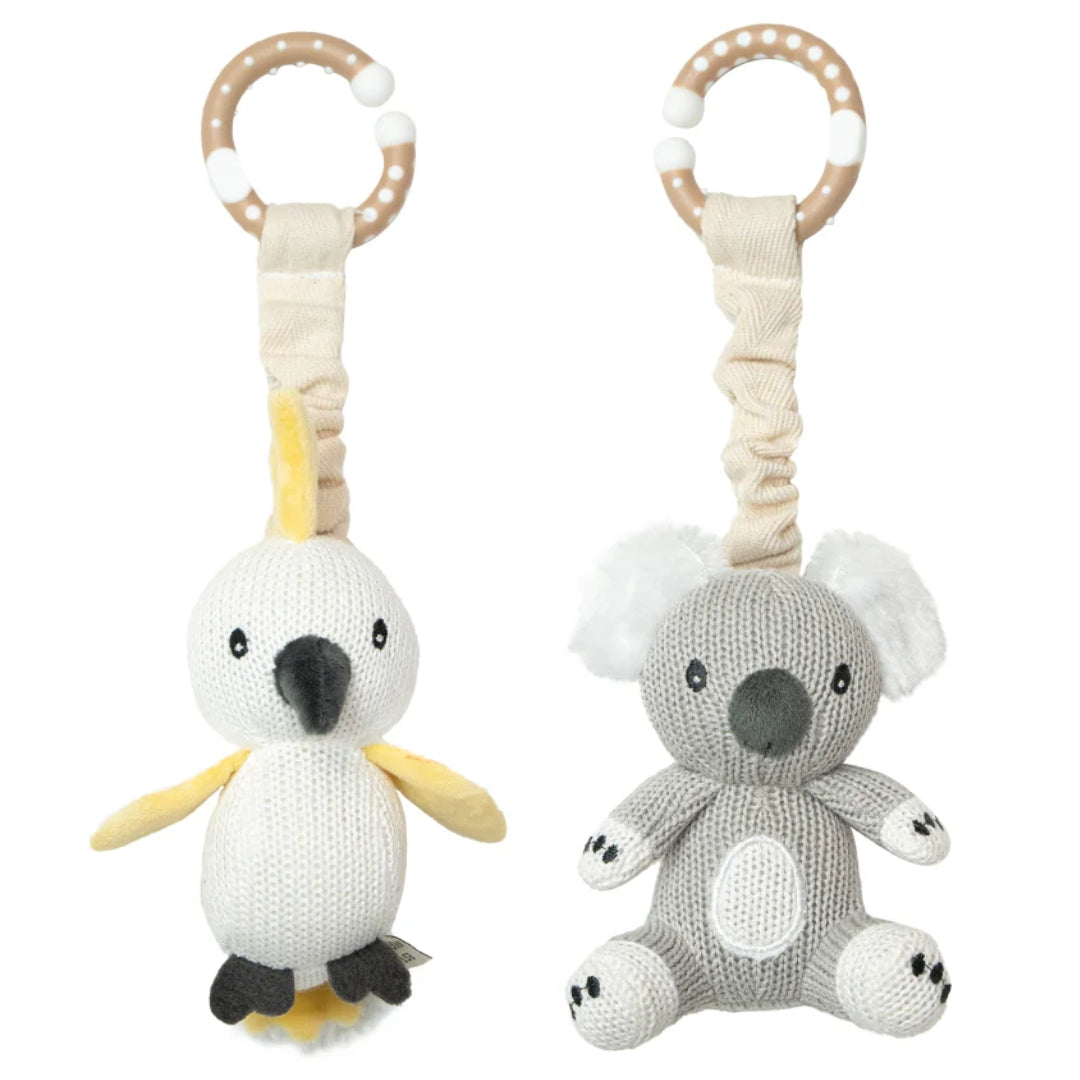 Living Textiles Stroller Toys Cockatoo & Koala 2pk