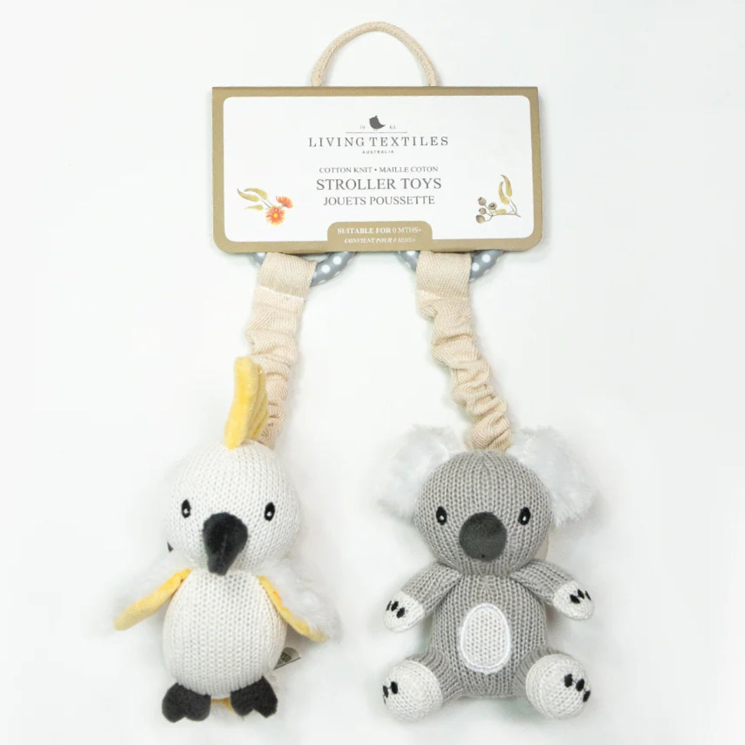 Living Textiles Stroller Toys Cockatoo & Koala 2pk