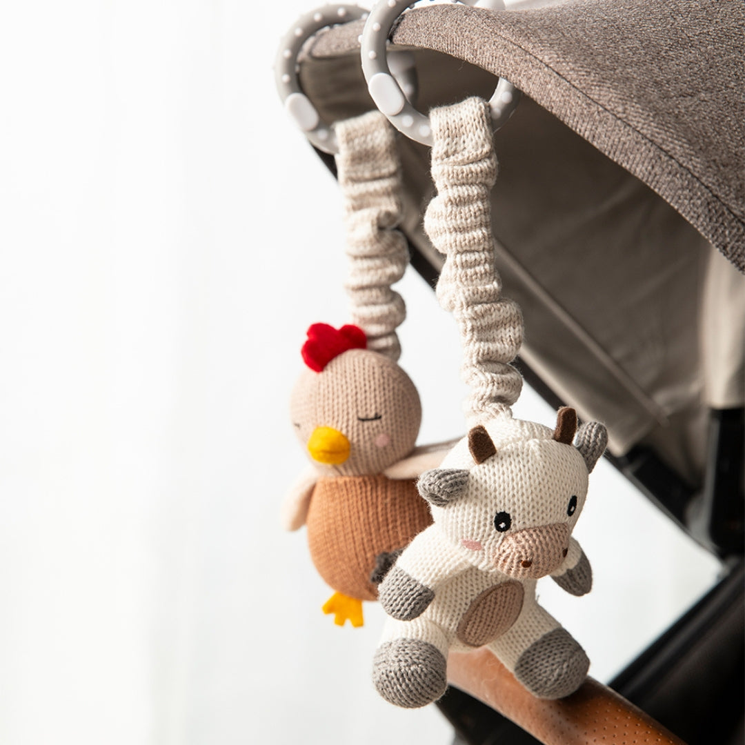 Living Textiles Stroller Toys Cow & Chicken 2pk