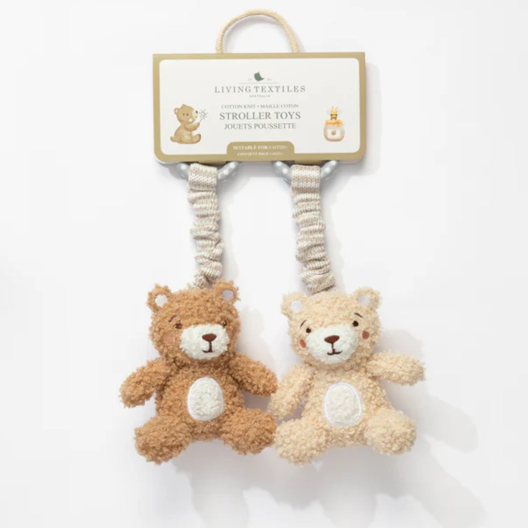 Living Textiles Stroller Toys Cuddly Bears 2pk
