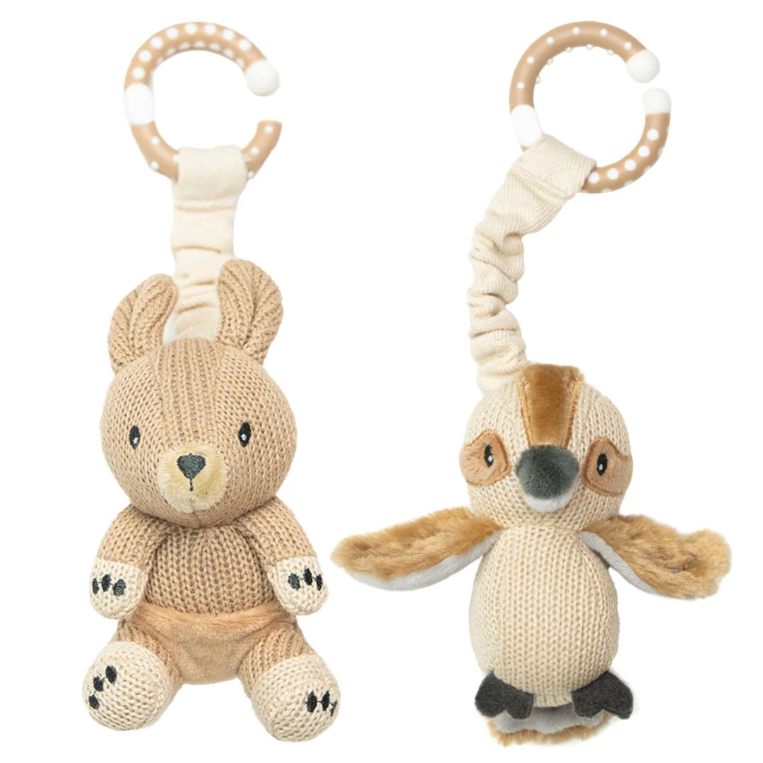 Living Textiles Stroller Toys Kookaburra & Kangaroo 2pk