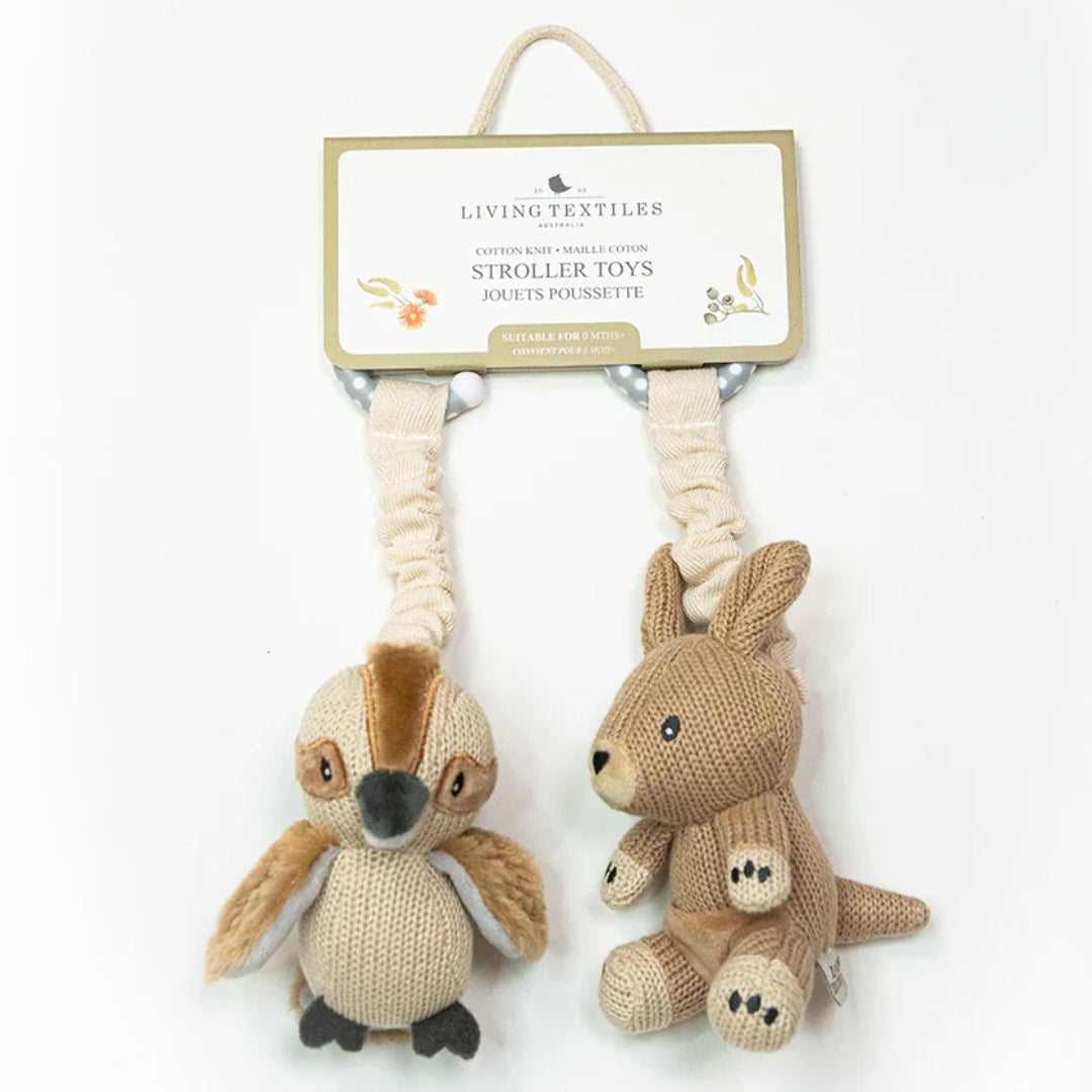 Living Textiles Stroller Toys Kookaburra & Kangaroo 2pk