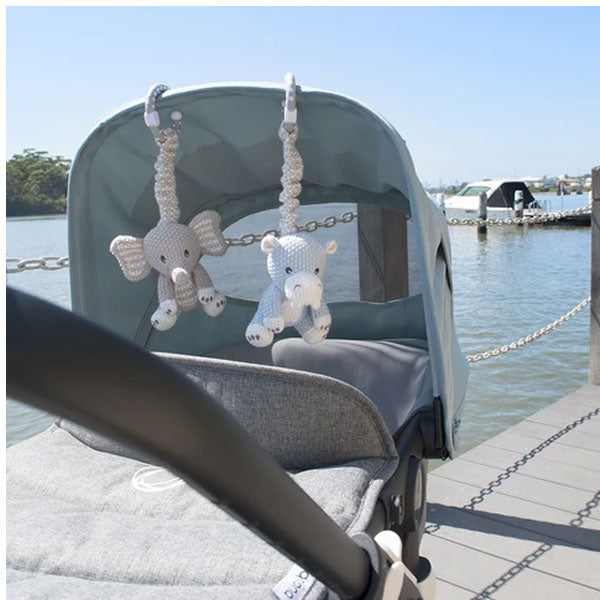 Living Textiles Whimsical Mason Stroller Toys Elephant & Hippo 2pk