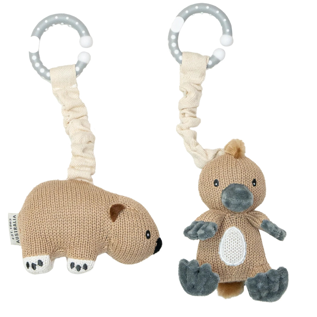 Living Textiles Stroller Toys Wombat & Platypus 2pk