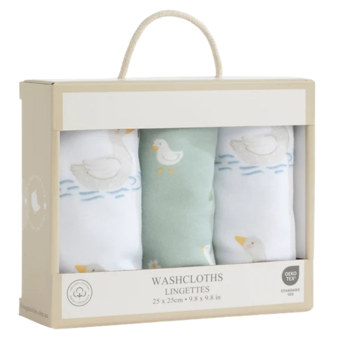Living Textiles Washcloths 3pk Goosey Goosey