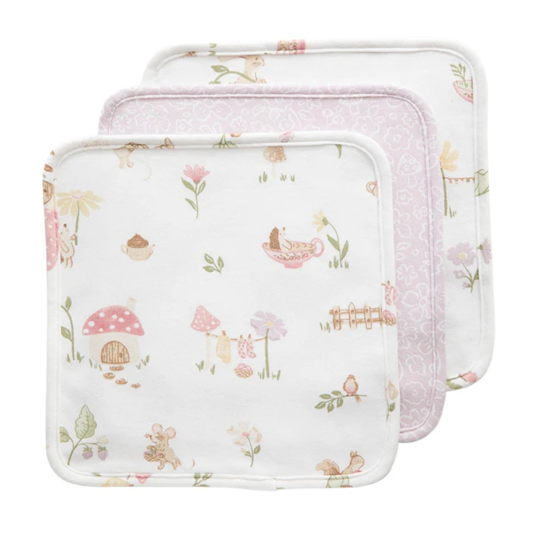 Living Textiles Washcloths 3pk Whimsical Wonderland