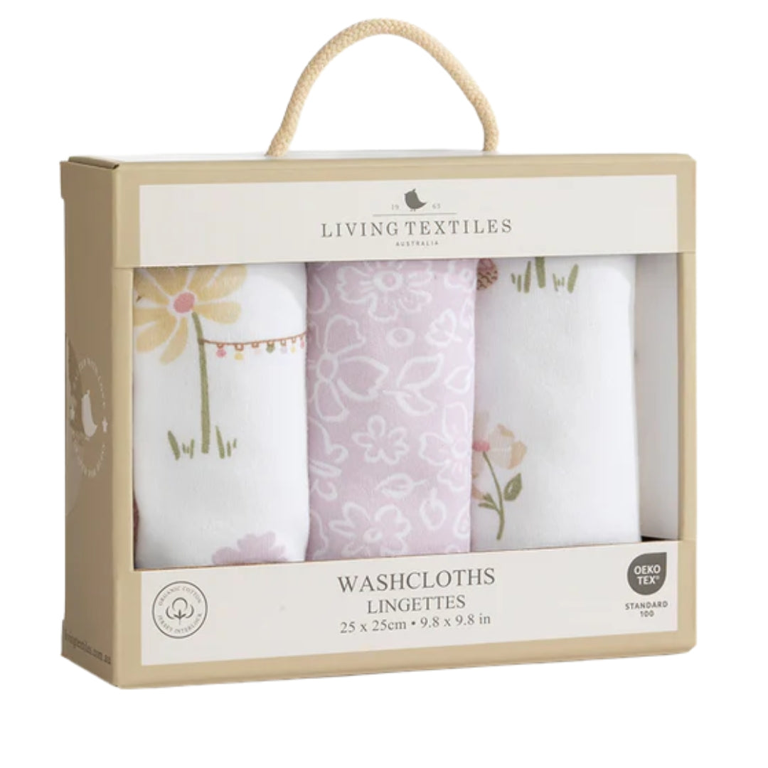 Living Textiles Washcloths 3pk Whimsical Wonderland