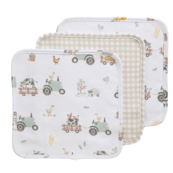 Living Textiles Washcloths 3pk Tractor Ride