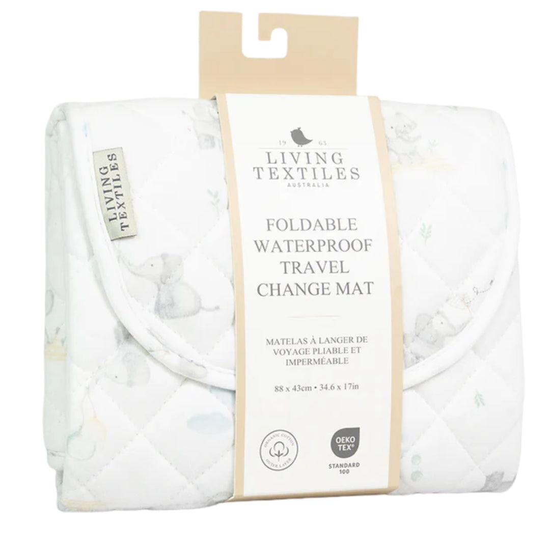 Living Textiles Foldable Waterproof Travel Change Mat Elephant Playtime
