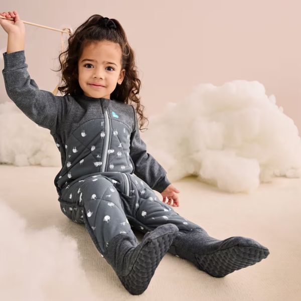 Love To Dream Organic Cotton Merino Sleepsuit Warm 2.5Tog Size 6-12M Lamb's Best Friend Charcoal