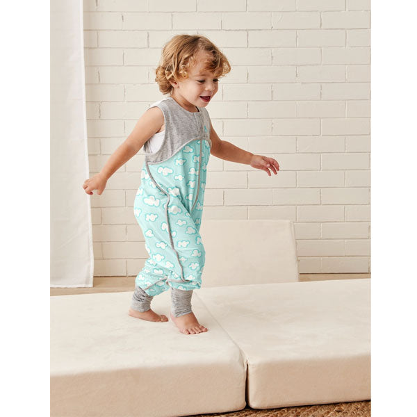 Love To Dream Organic Sleep Suit 0.2Tog Size 4 Turquoise Clouds