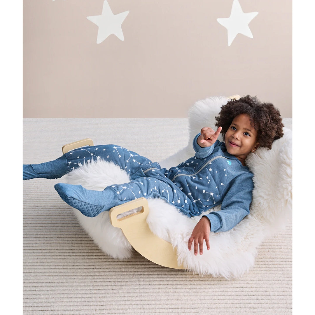 Love to Dream Sleep Suit Quilted Stretch Cotton 2.5Tog Stellar Denim Blue 6-12m