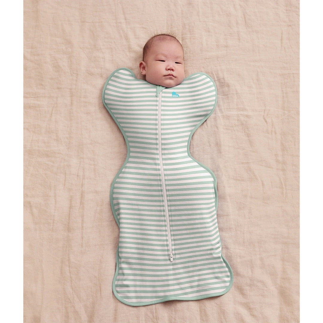 Love To Dream Swaddle Up 0.2Tog Stretch Cotton Medium Olive Stripe