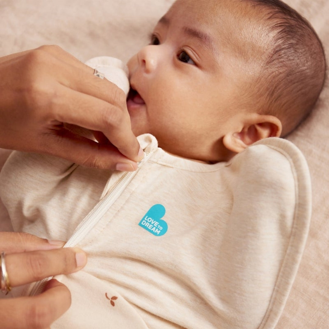 Love To Dream Swaddle Up Stretch Cotton Fleece 1.5Tog Medium Oatmeal Twigs