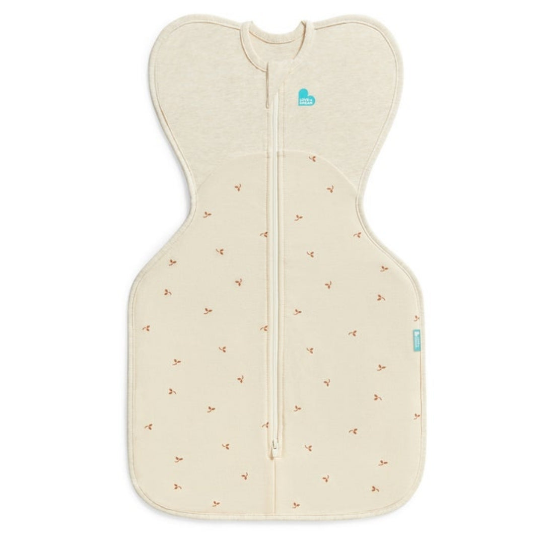 Love To Dream Swaddle Up Stretch Cotton Fleece 1.5Tog Small Oatmeal Twigs