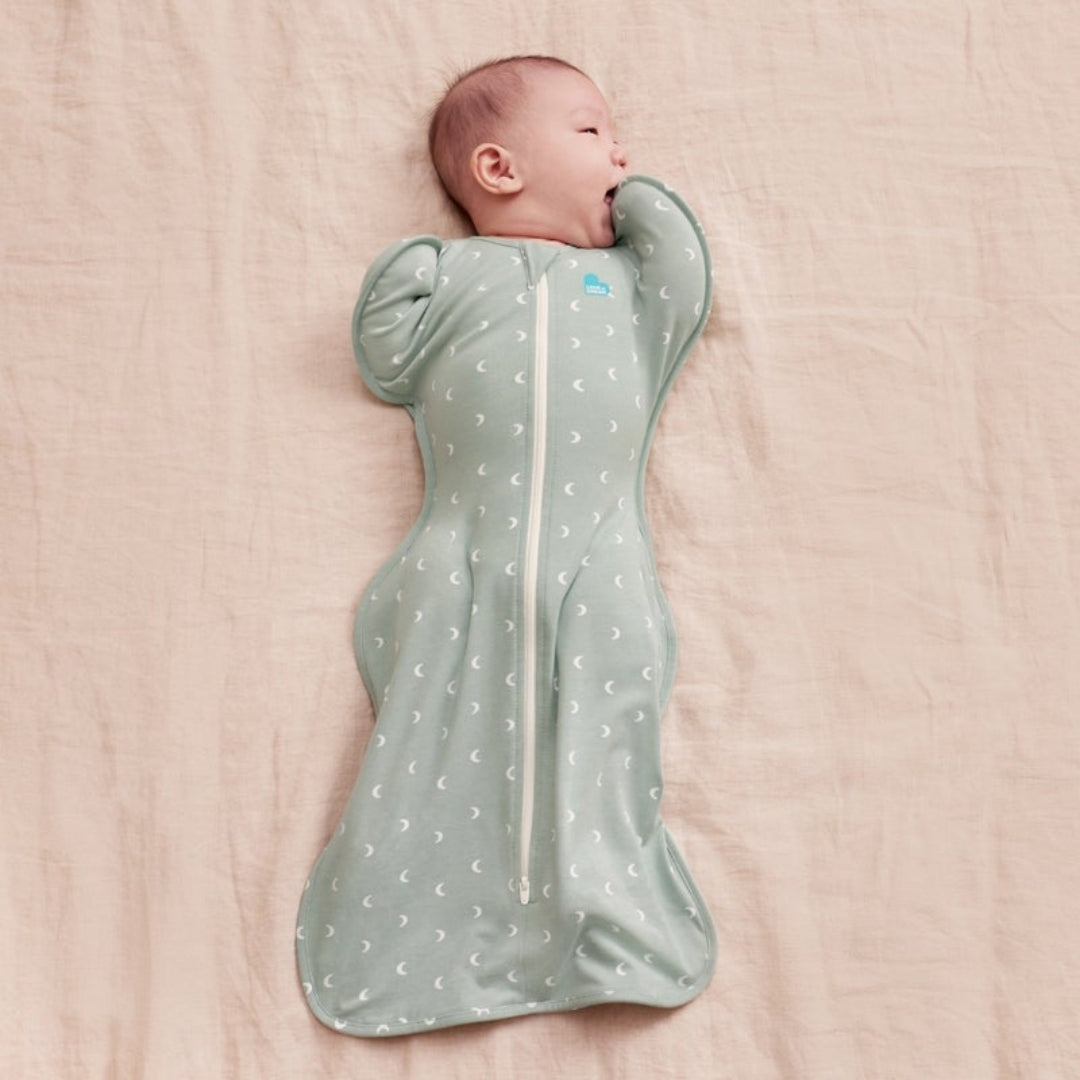 Love To Dream Swaddle Up Stretch Cotton 1.0Tog Small Olive Moon
