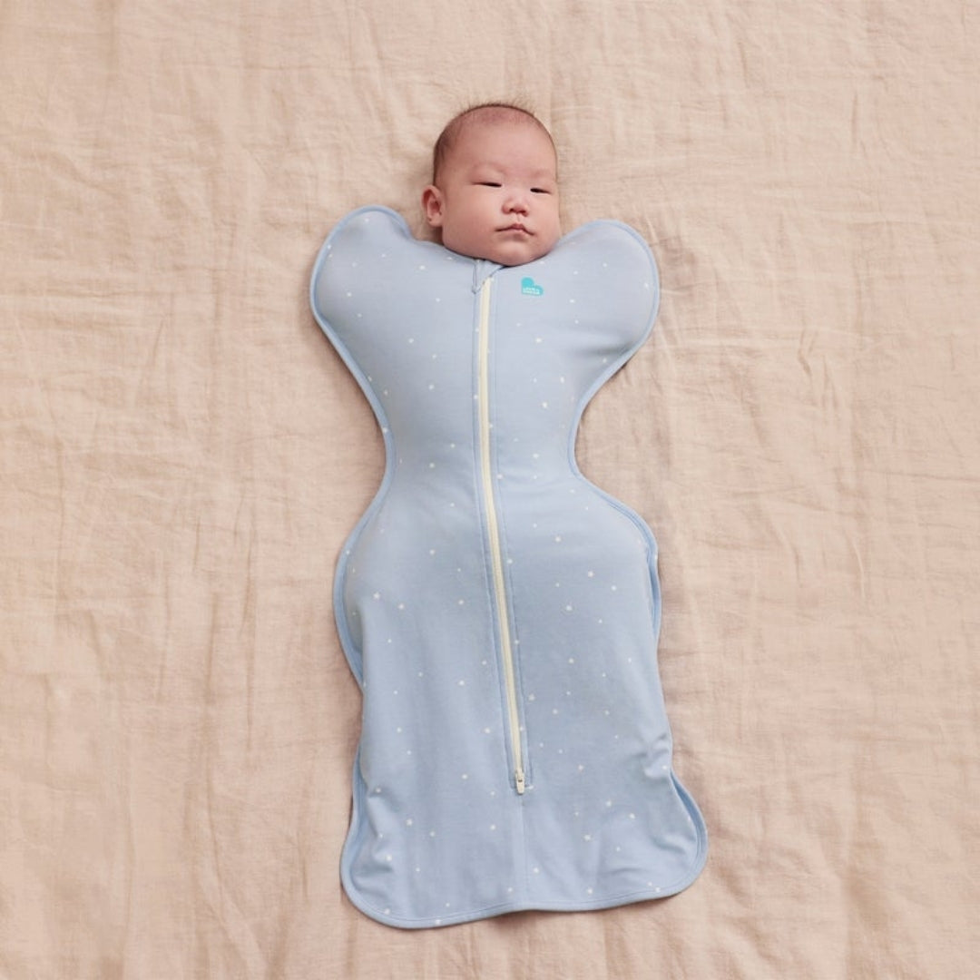 Love To Dream Swaddle Up Transition Bag Stretch Cotton 1.0Tog Large Powder Blue Twinkle