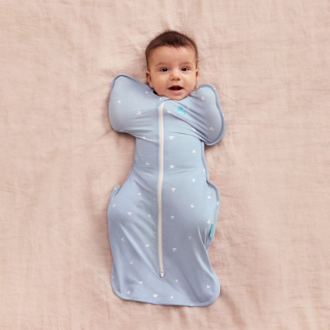 Love To Dream Swaddle Up Viscose from Bamboo 1.0Tog Medium Mist Blue Boats