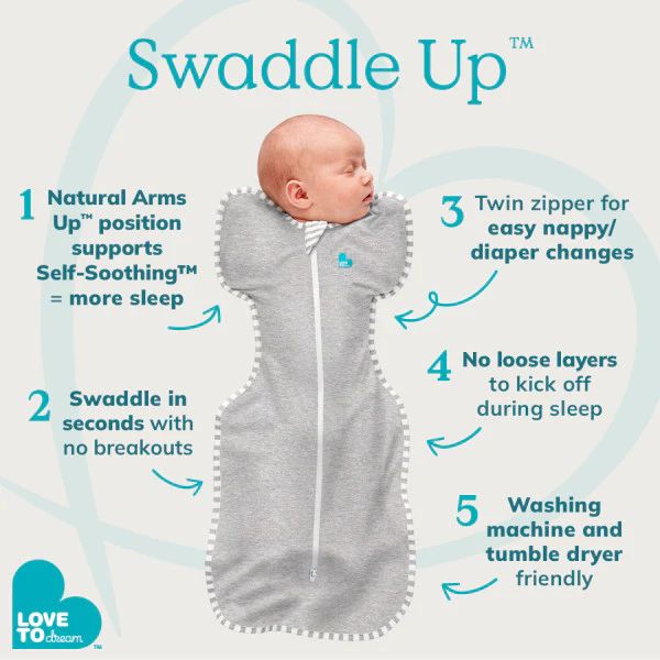 Love To Dream Swaddle Up Original Newborn 1.0Tog White Rainbow Dream