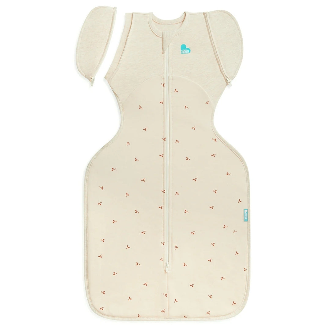 Love To Dream Swaddle Up Transition Bag Stretch Cotton Fleece 1.5Tog Medium Oatmeal Twigs