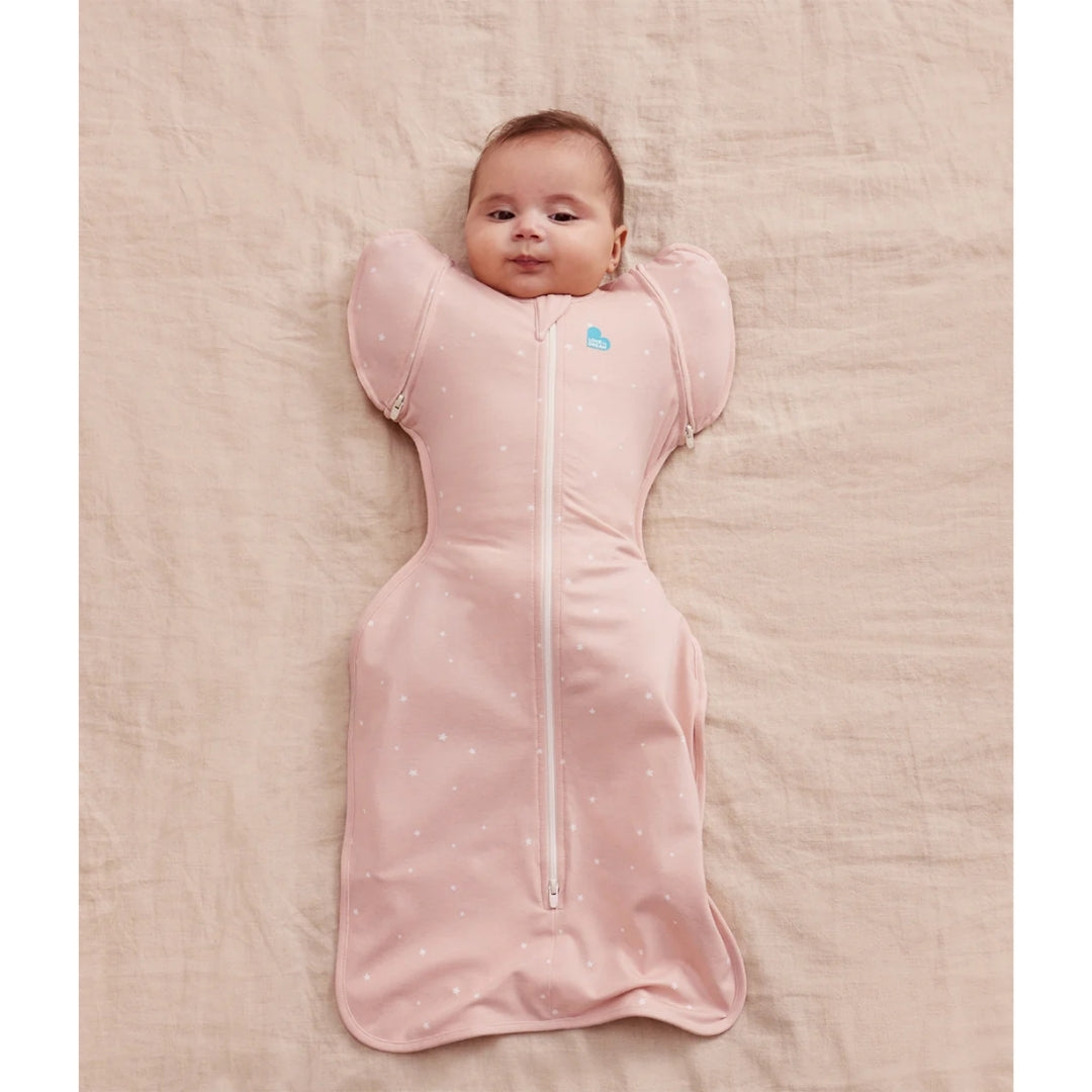 Love To Dream Swaddle Up Transition Bag Stretch Cotton 1.0Tog Large Powder Pink Twinkle