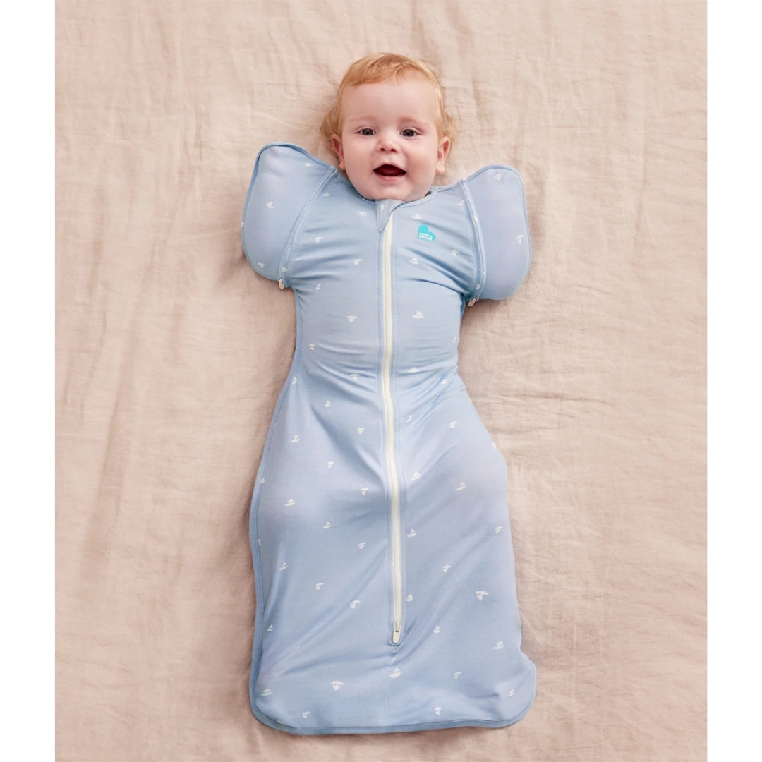 Love To Dream Swaddle Up Transition Bag Viscose from Bamboo 1.0Tog Medium Mist Blue Boats