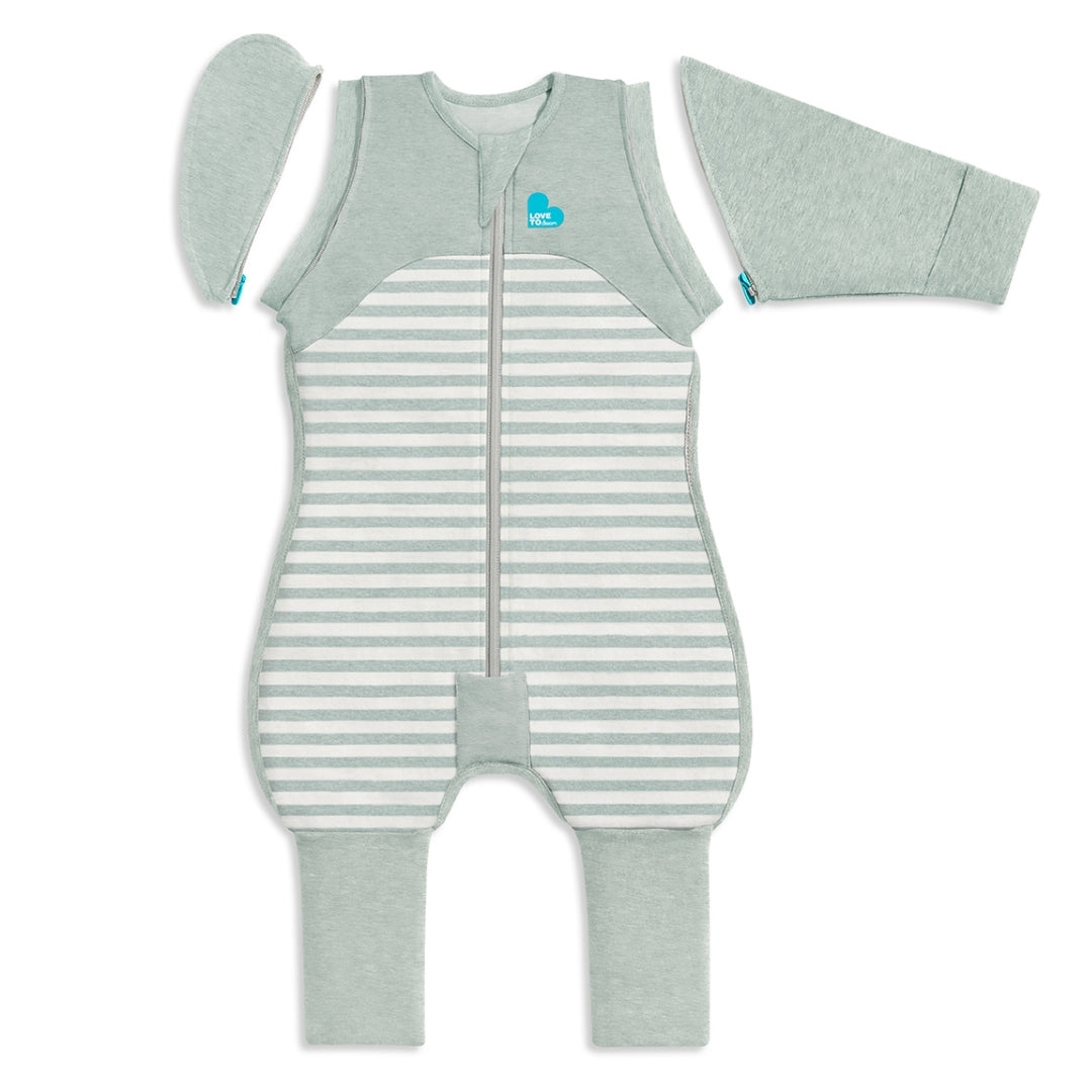 Love To Dream Swaddle UP Transition Suit Stretch Cotton 0.2Tog Medium Olive Stripe