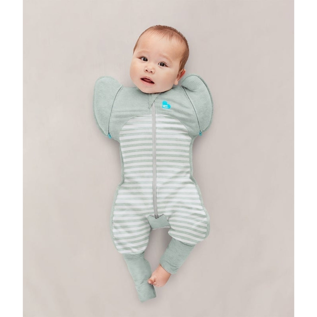 Love To Dream Swaddle UP Transition Suit Stretch Cotton 0.2Tog Large Olive Stripe
