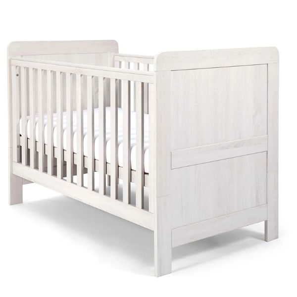 Mamas & Papas Atlas 4 piece set with Cot Bed, Mattress, Fitted Sheets and Mattress Protector - White