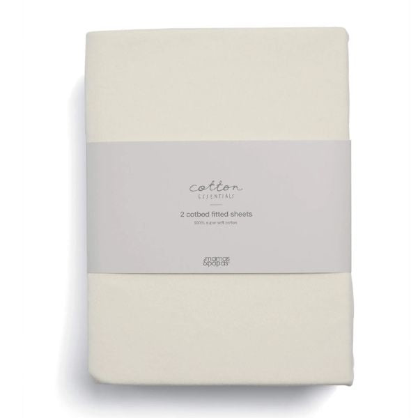 Mamas & Papas Cotton Cotbed Fitted Sheets Cream (2pk)