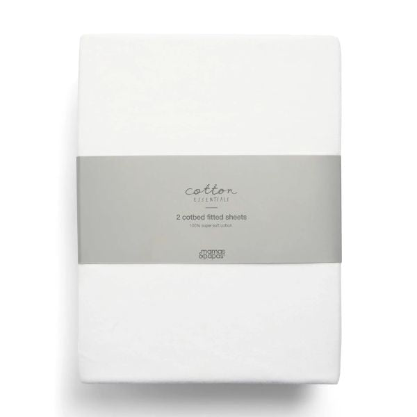 Mamas & Papas Cotton Cotbed Fitted Sheets White (2pk)
