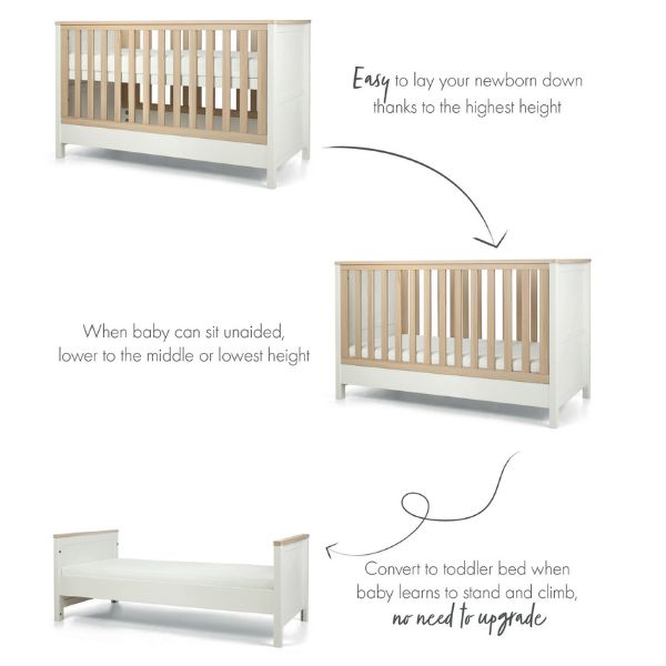 Mamas & Papas Harwell Cot Bed White/Natural