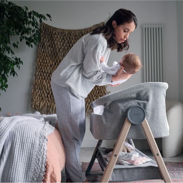 Mamas & Papas Lua Bedside Crib Grey