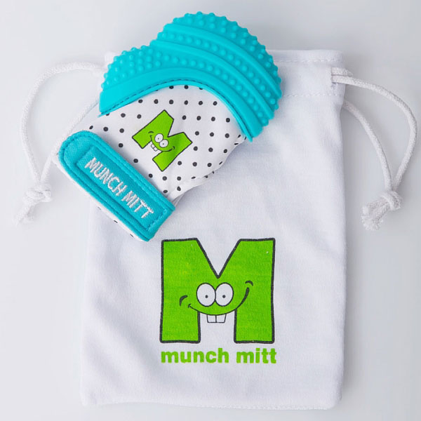 Malarkey Kids Munch Mitten Teething Mitt Aqua Blue