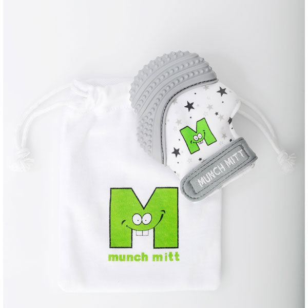 Malarkey Kids Munch Mitten Teething Mitt Grey Stars