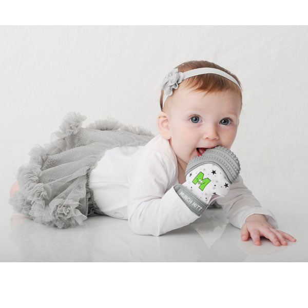 Malarkey Kids Munch Mitten Teething Mitt Grey Stars