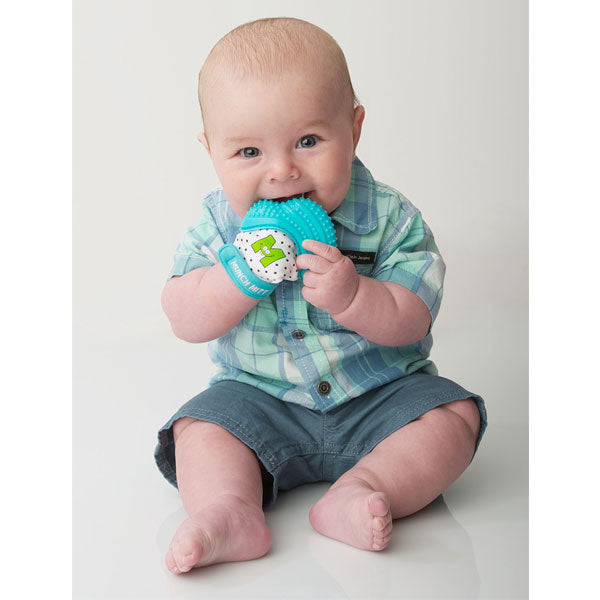 Malarkey Kids Munch Mitten Teething Mitt Aqua Blue
