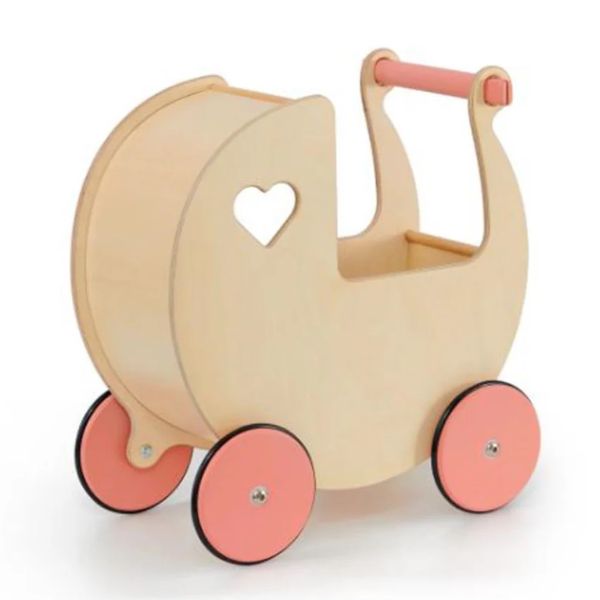 Moover Toys Classic Dolls Pram NATURAL with PINK