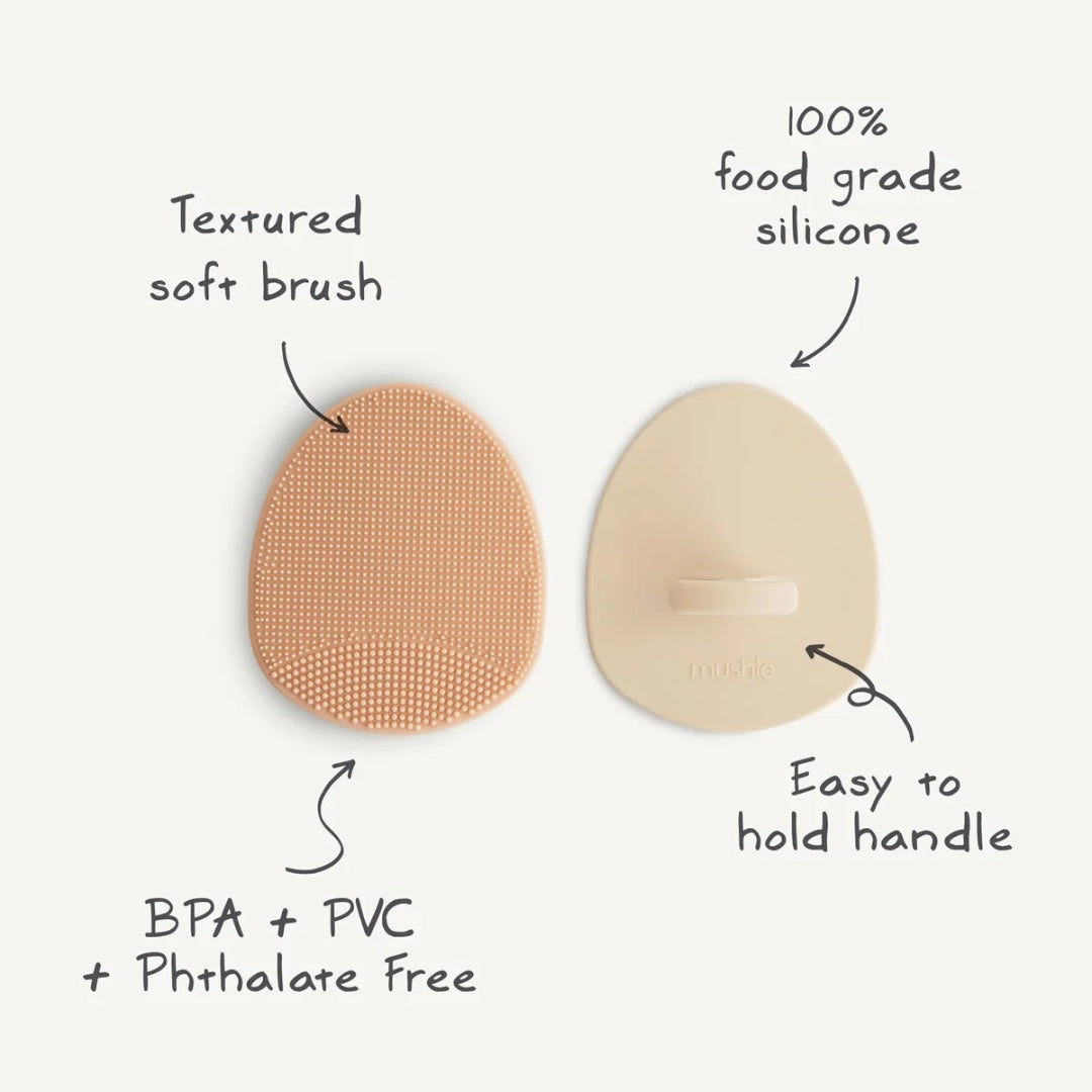Mushie Cradle Cap Brush Blush/Shifting Sand